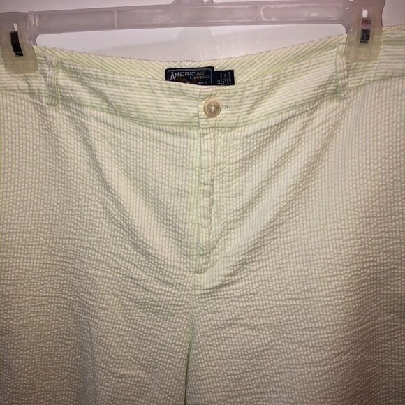American Living Womens Size 16 Green White Striped Seersucker Bermuda Shorts - Picture 5 of 10